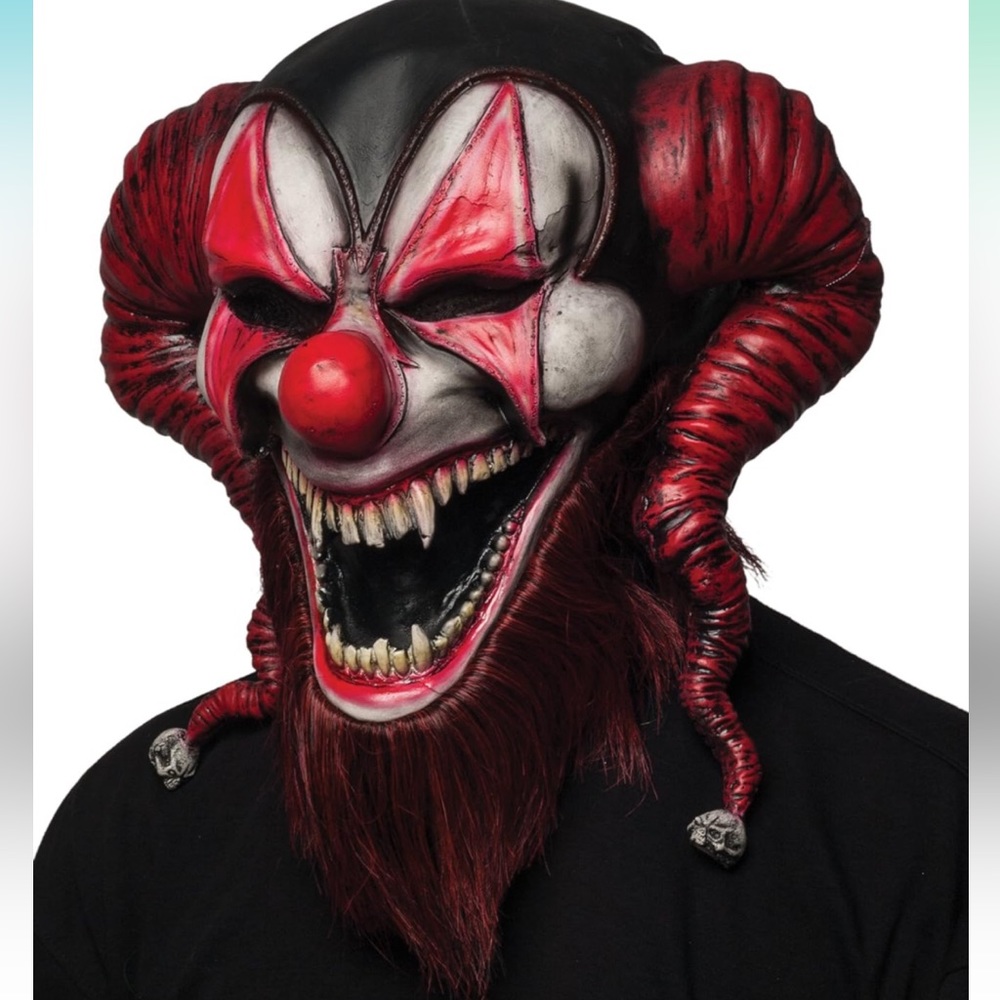 Morbid Enterprises Adult Bearded Red Jester Mask NWT